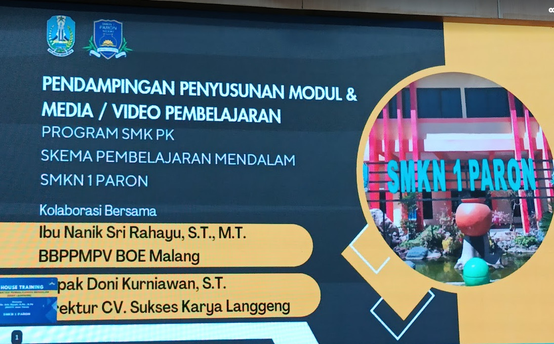 penyusunan modul dan video pembelajaran SMKN 1 Paron