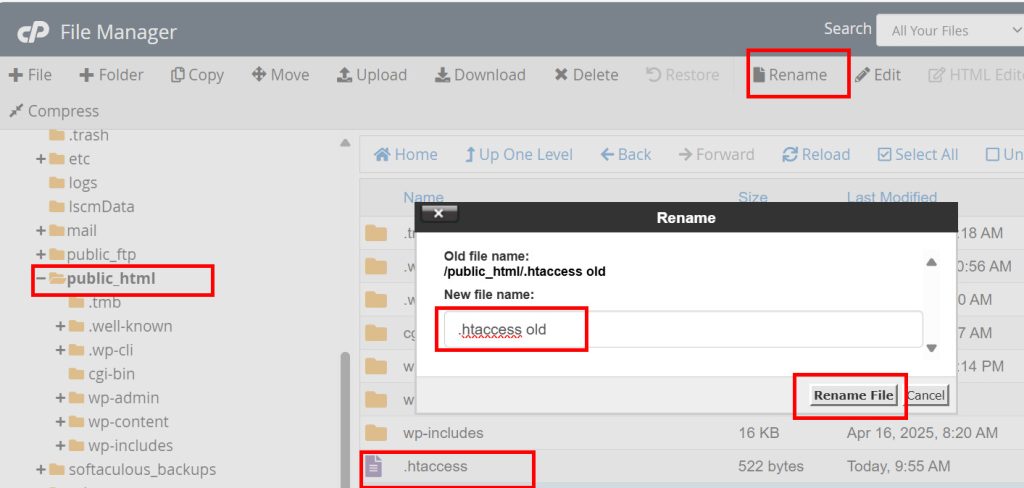 ubah nama file htaccess mengatasi 404 page not found