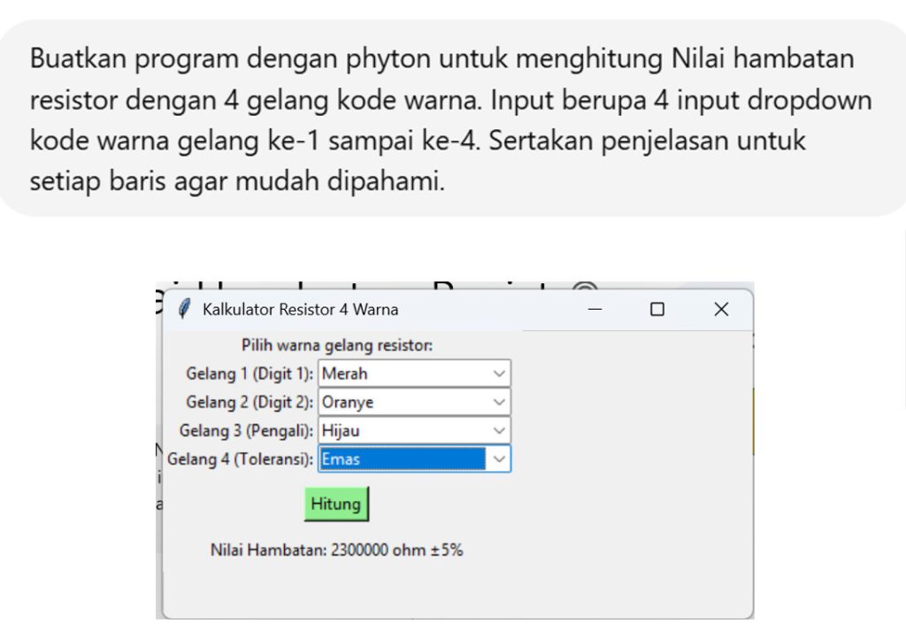 program penghitung nilai hambatan resistor
